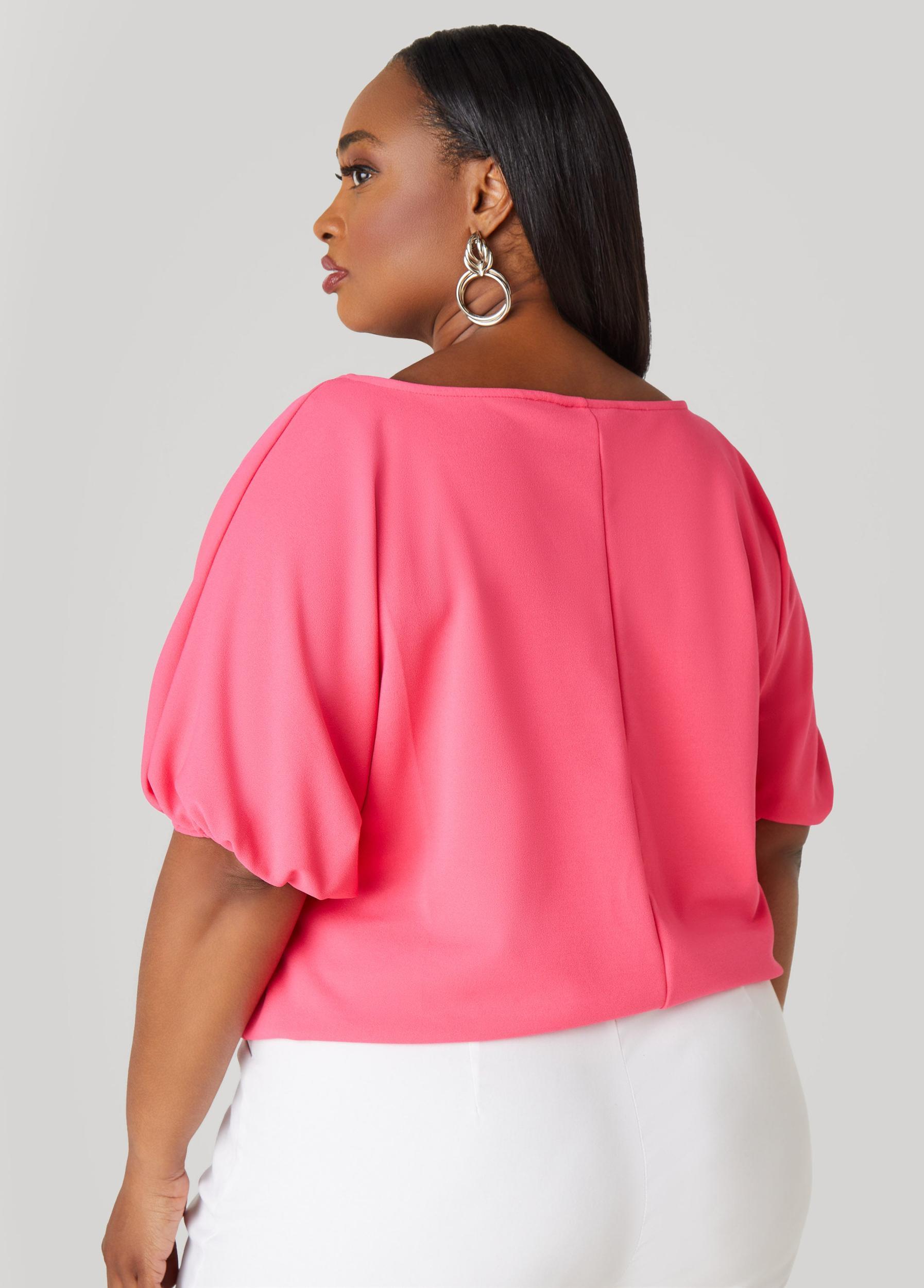 Plus Size Cropped Bubble Top Ashley Stewart Product Image