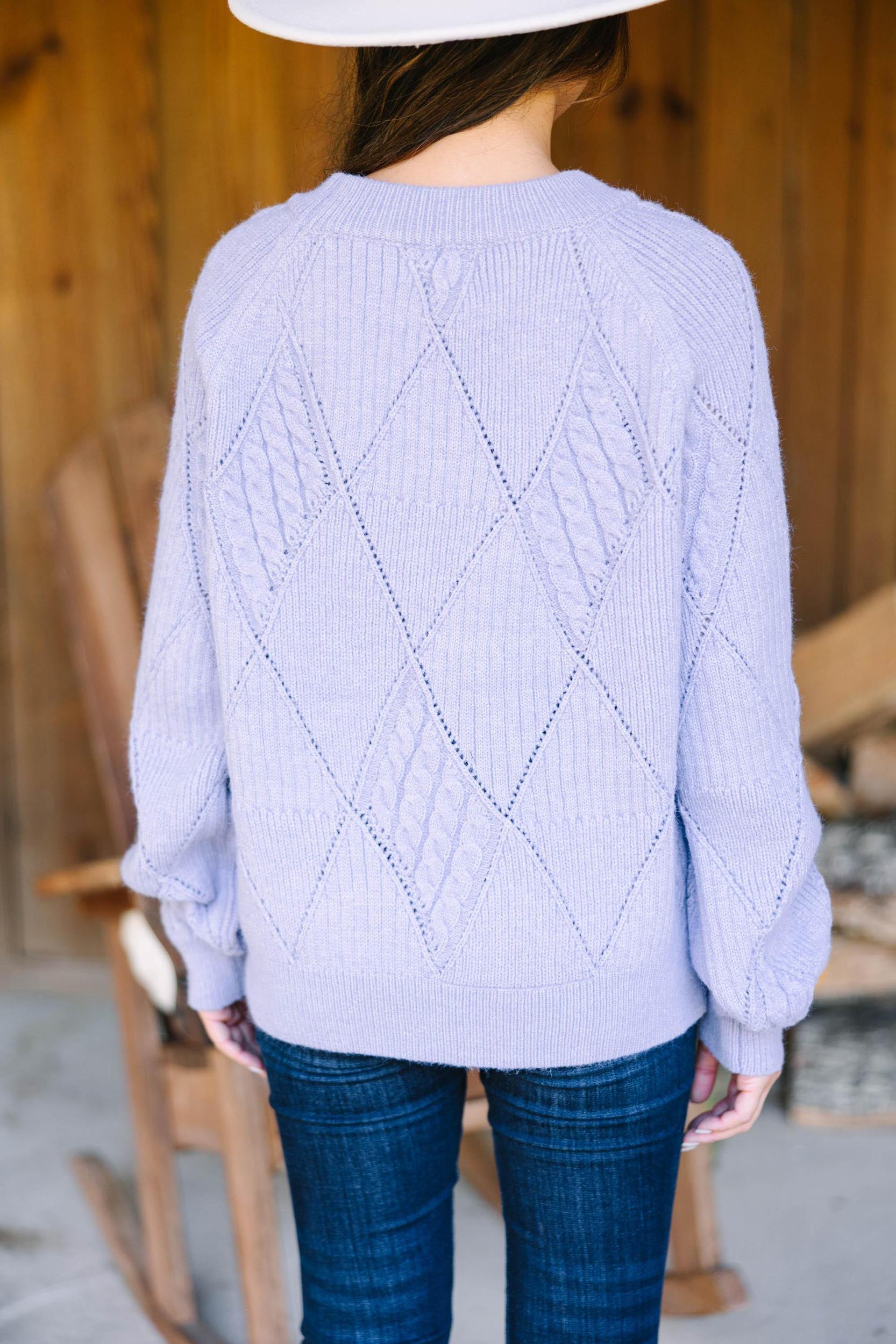 Need You Now Lavender Purple Diamond Knit Sweater Female Product Image