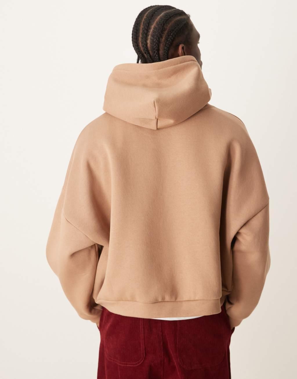 ASOS DESIGN extreme oversized cropped hoodie in mbeige Product Image