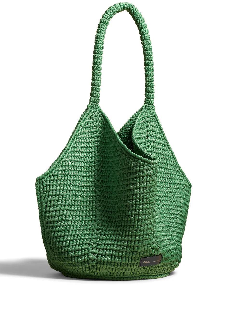 KHAITE Medium Lotus Raffia Tote Bag In Green Product Image