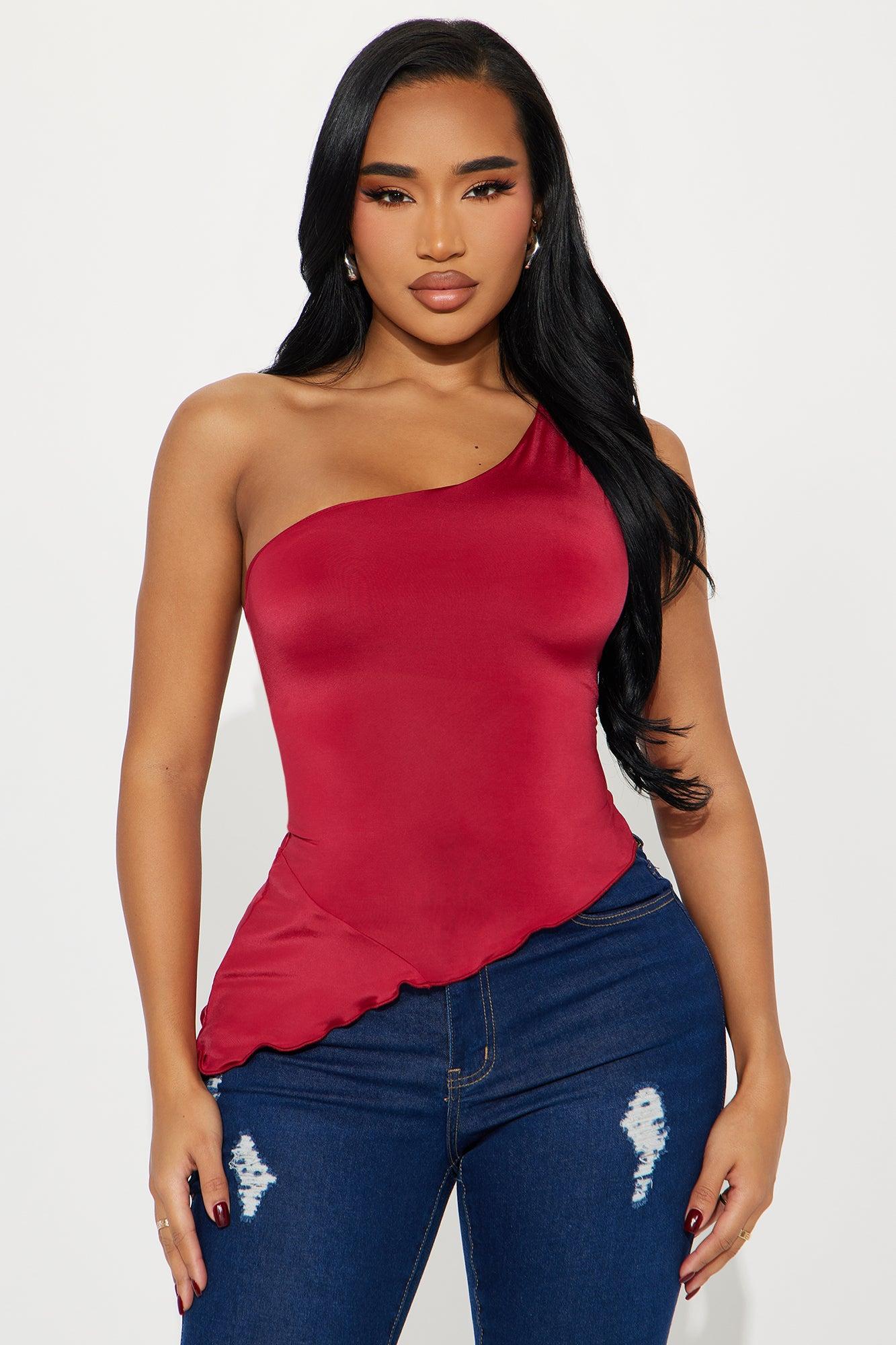 Alayna One Shoulder Top - Red Product Image