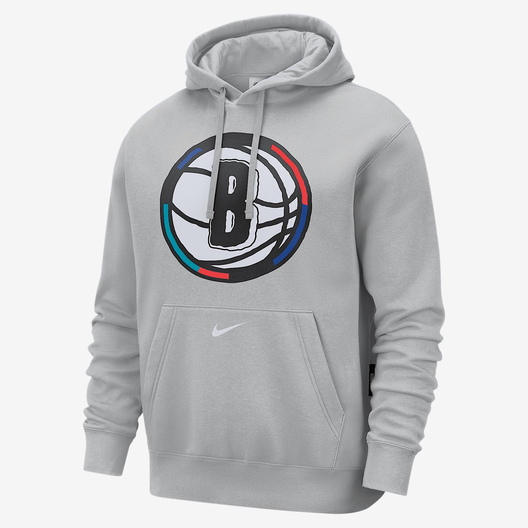 Brooklyn Nets Club City Edition Men's Nike NBA Fleece Pullover Hoodie Product Image