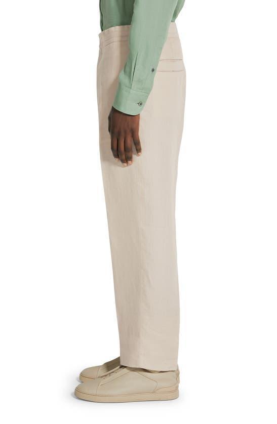 ZEGNA Oasi Linen Drawstring Trousers In Iuta Beige Product Image