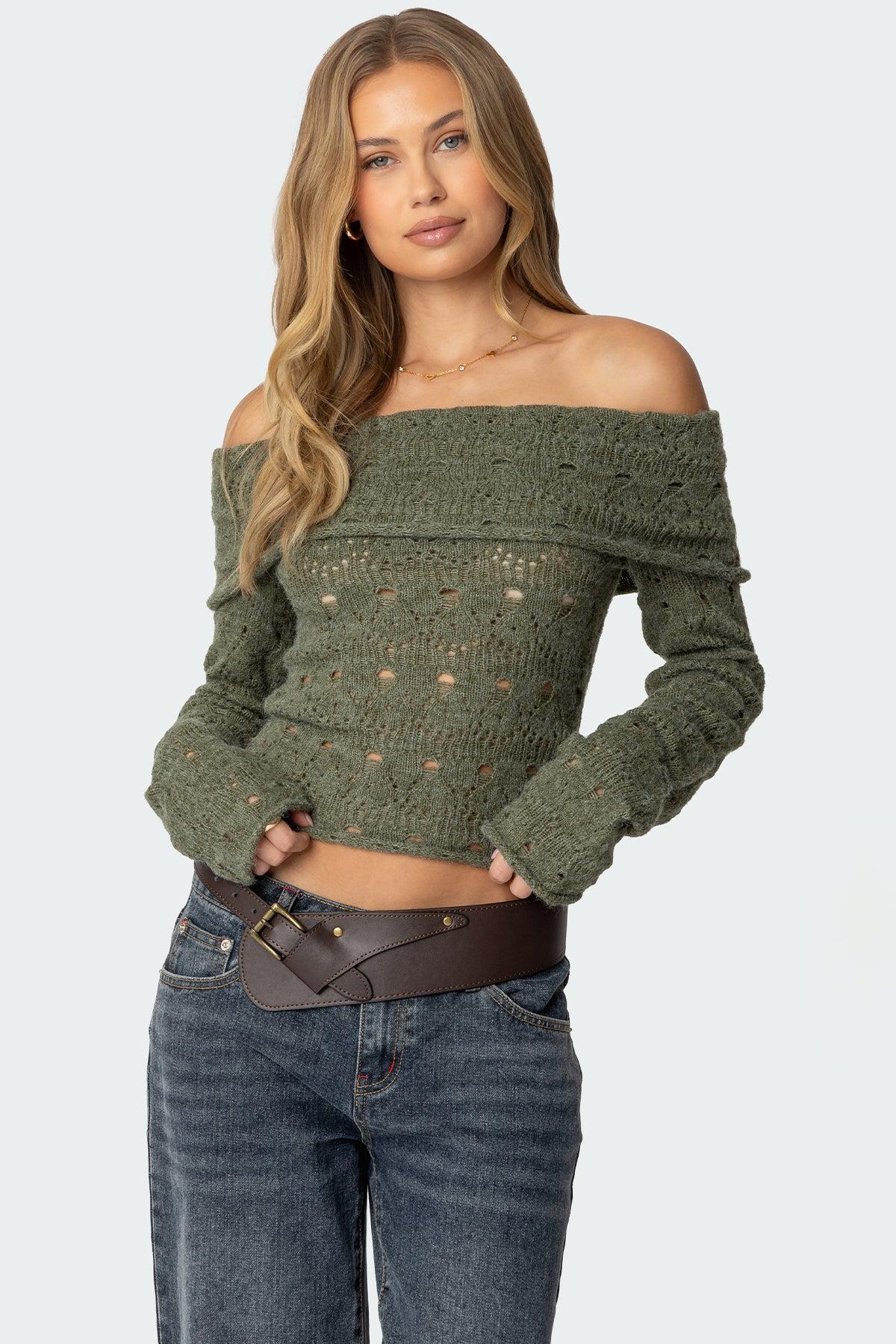 Kenna Fold Over Knit Top Product Image