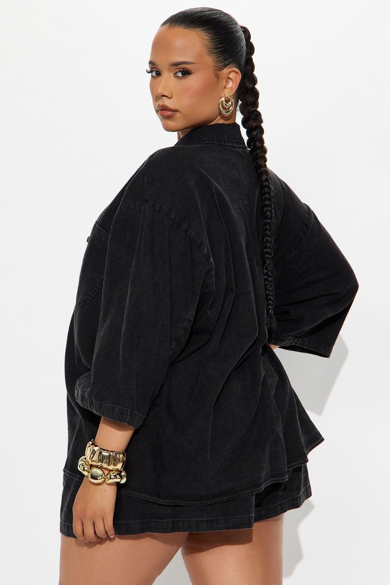 Willow Washed Short Set - Black Product Image