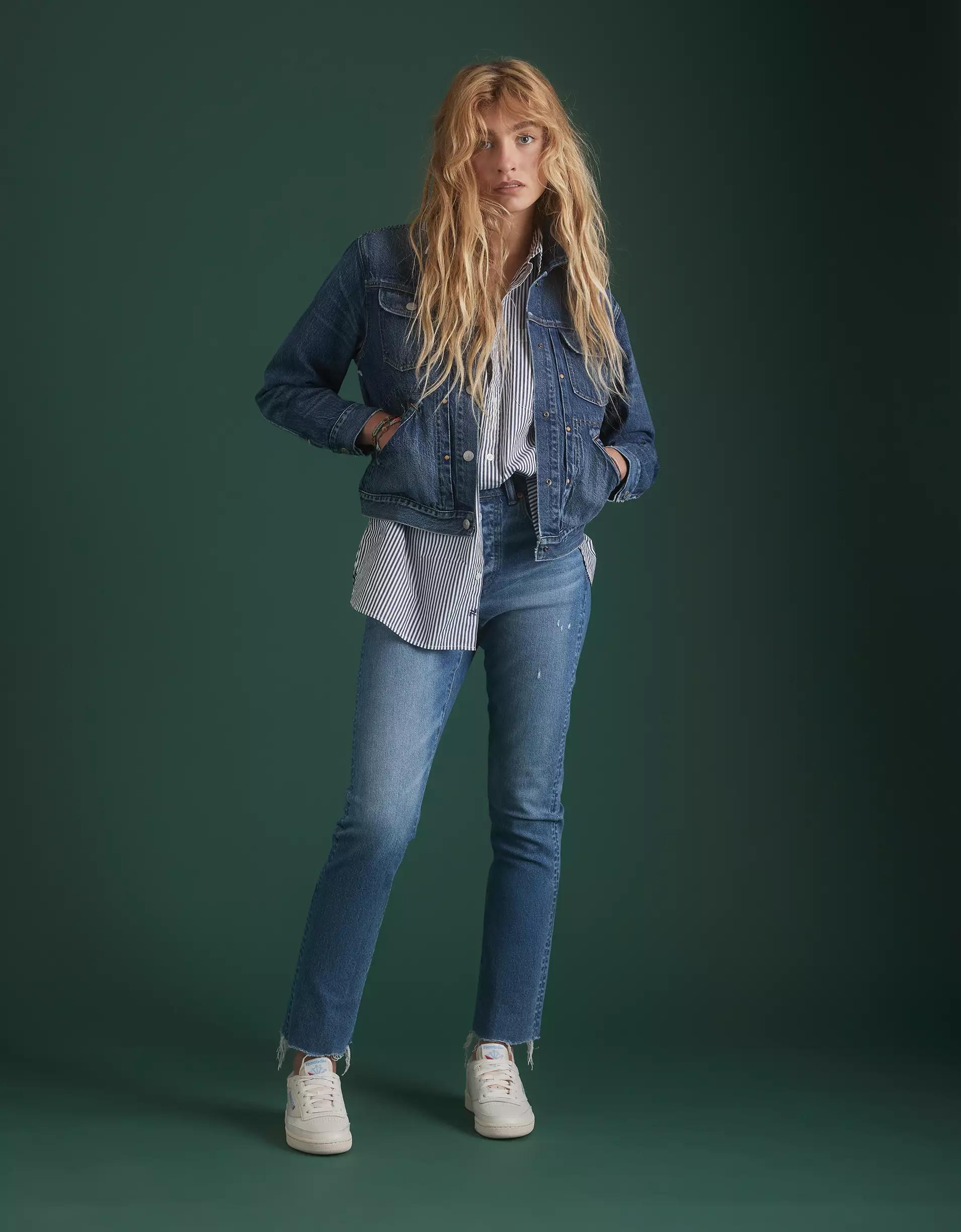 AE77 Premium Straight Crop Jean Product Image