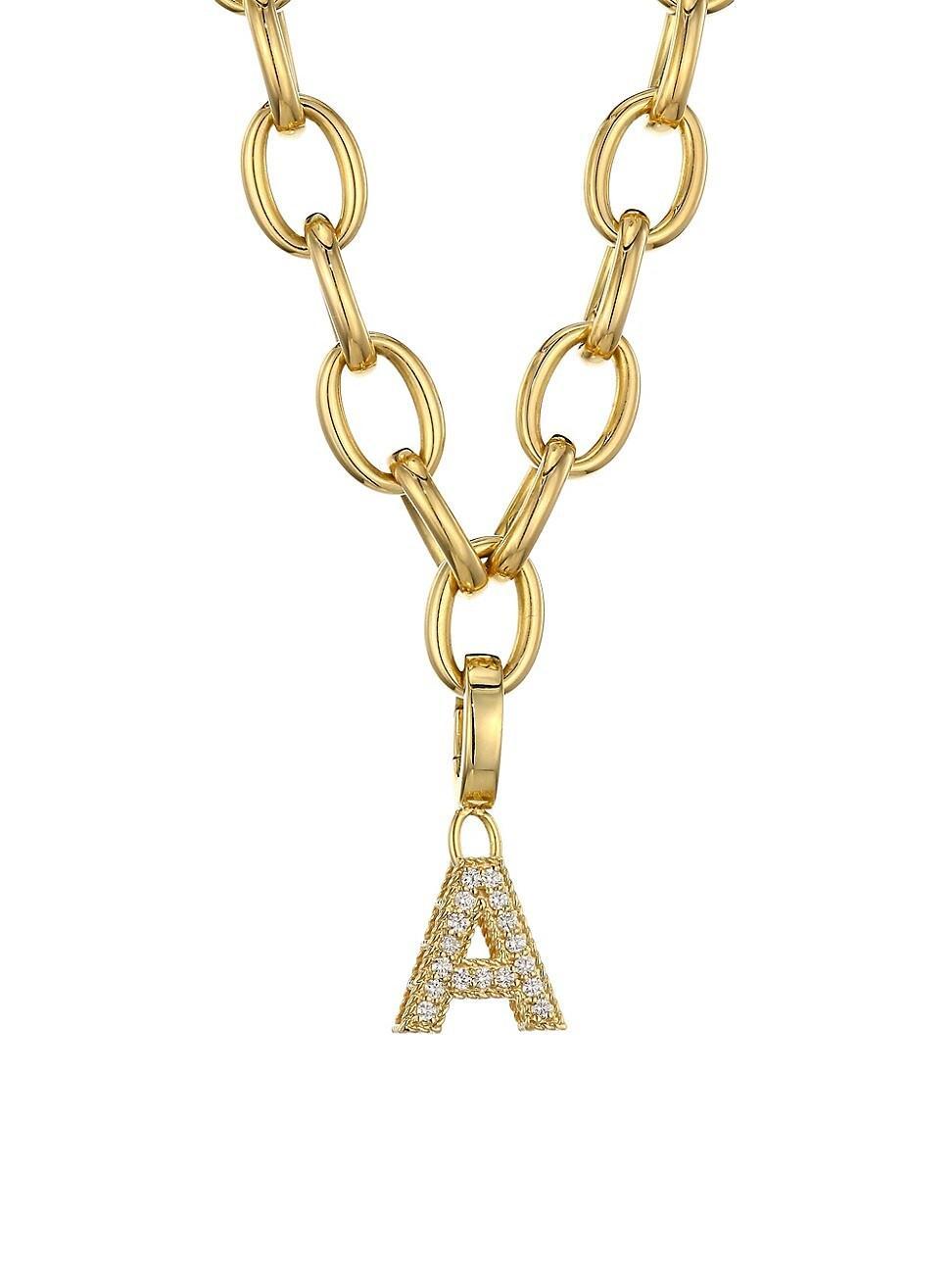 Womens Princess Charms 18K Yellow Gold & Diamond Initial Charm Product Image