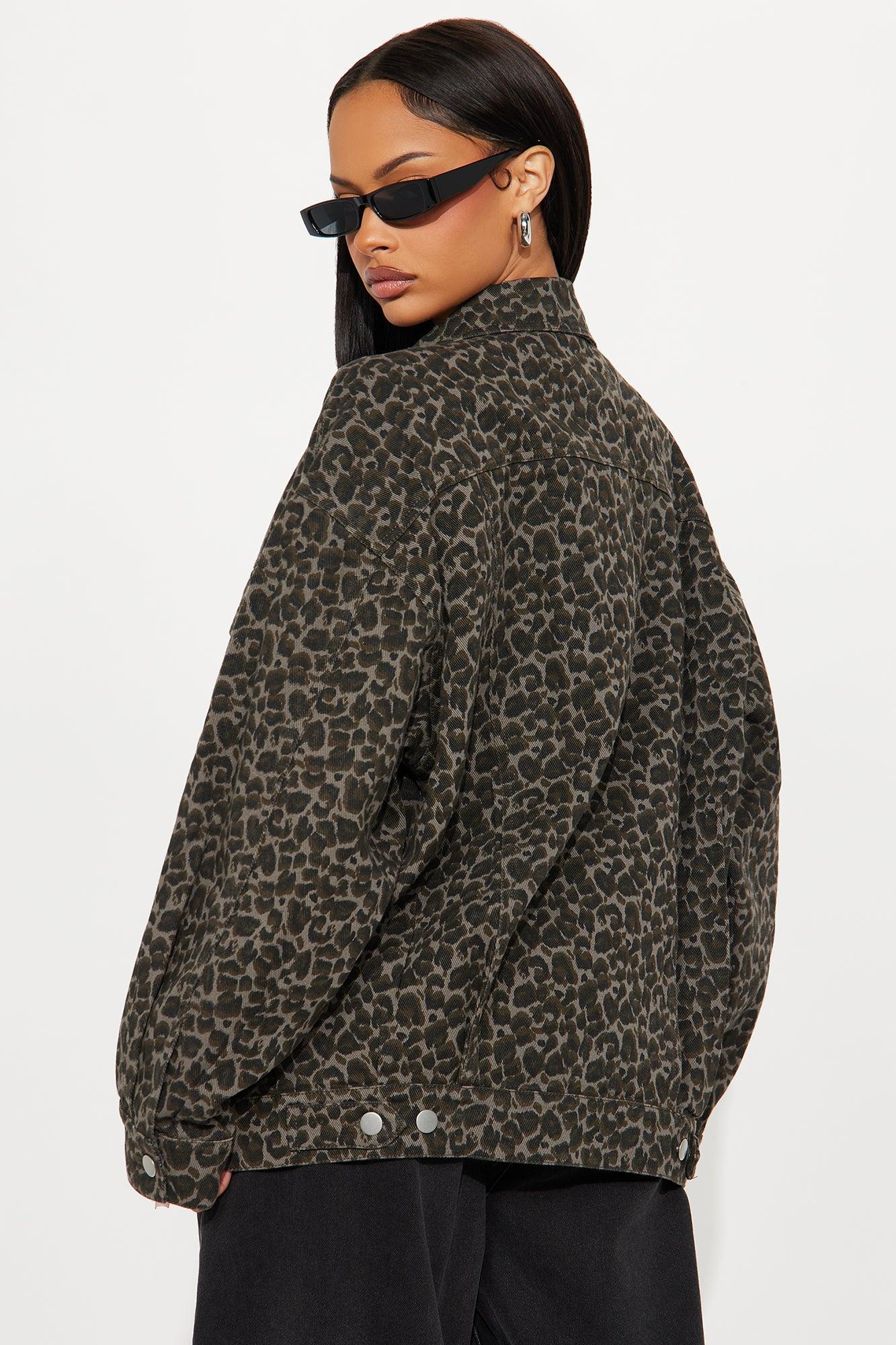 Think About It Oversized Leopard Jacket - Brown/combo Product Image
