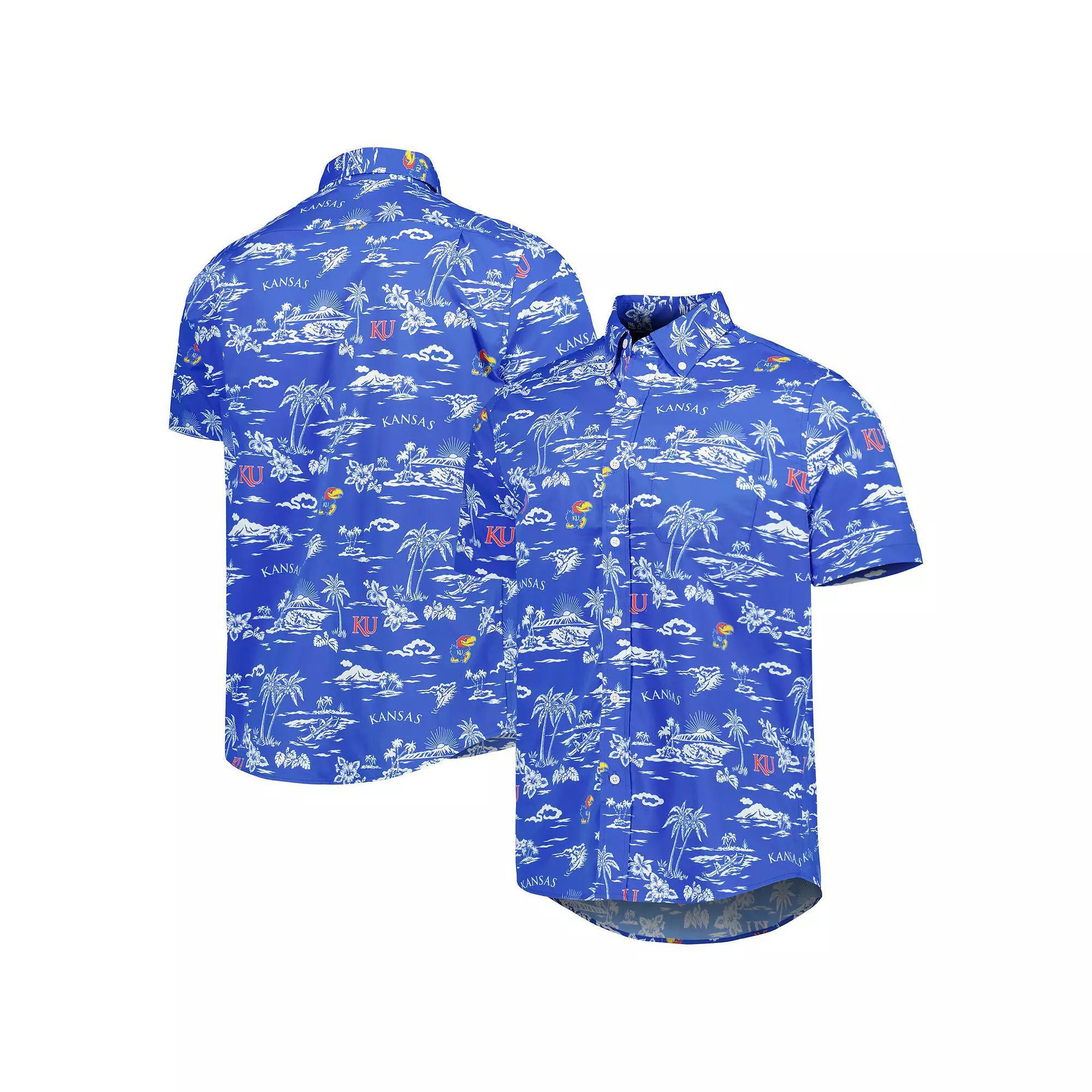 Men's Reyn Spooner Royal Kansas Jayhawks Performance Button-Down Shirt, Size: 2XL, Blue Product Image