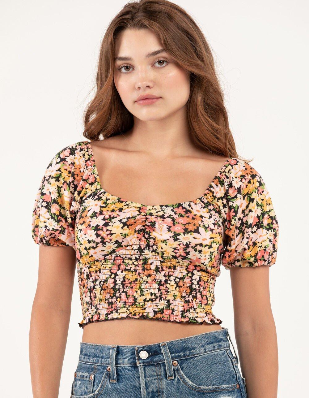 BILLABONG Get Along Puff Sleeve Womens Top - MULTI Product Image