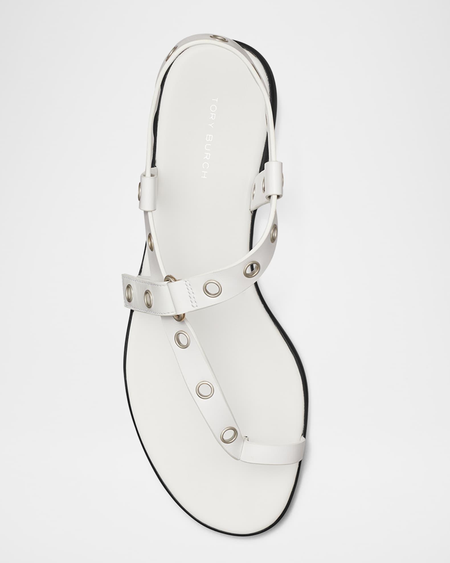 Leather Grommet Toe Ring Sandals Product Image