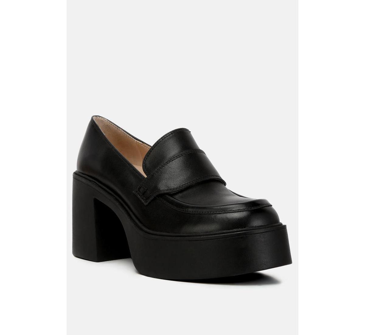 Elspeth Womens Heeled Platform Leather Loafers Product Image