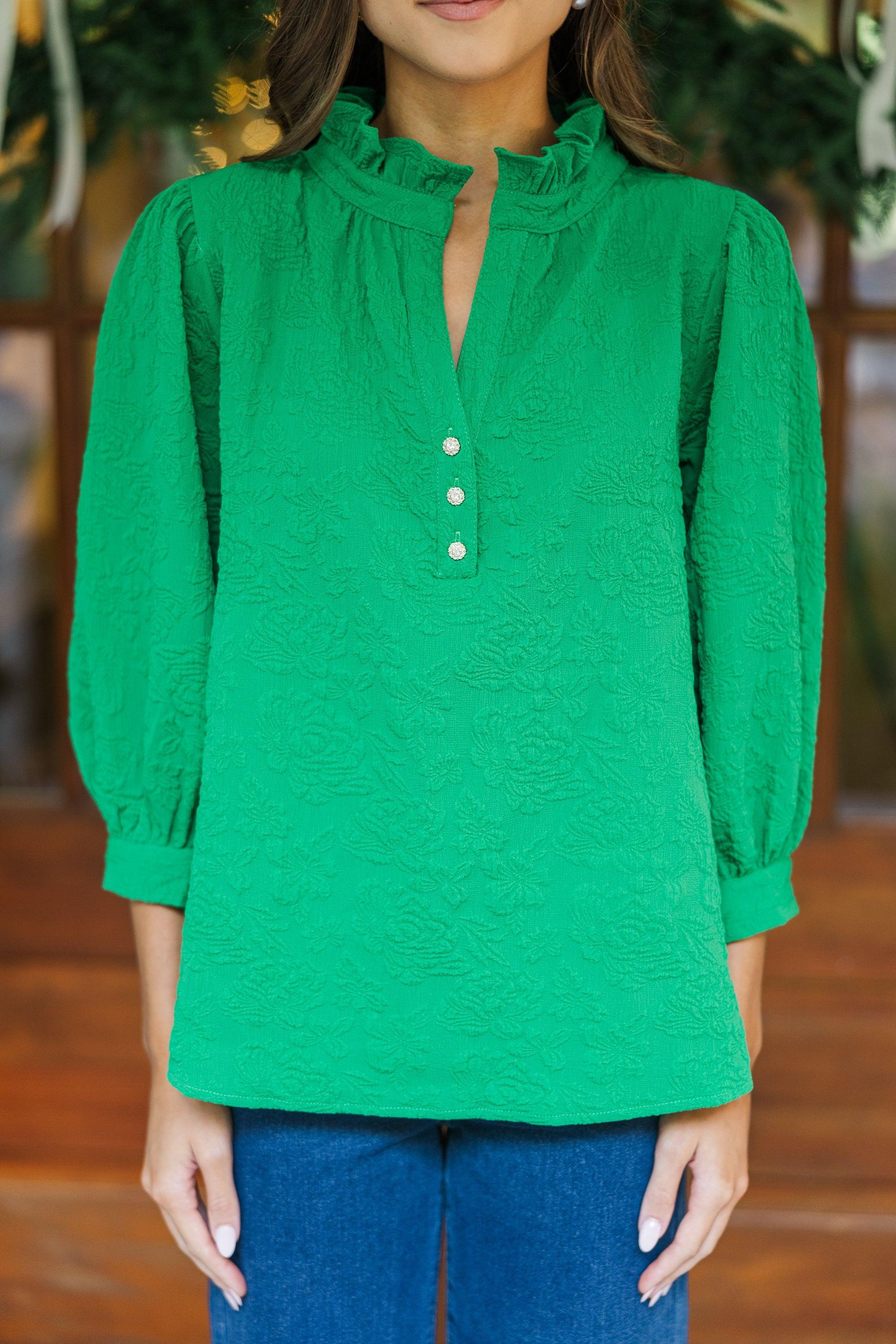 Remember It Well Emerald Green Textured Blouse Female Product Image