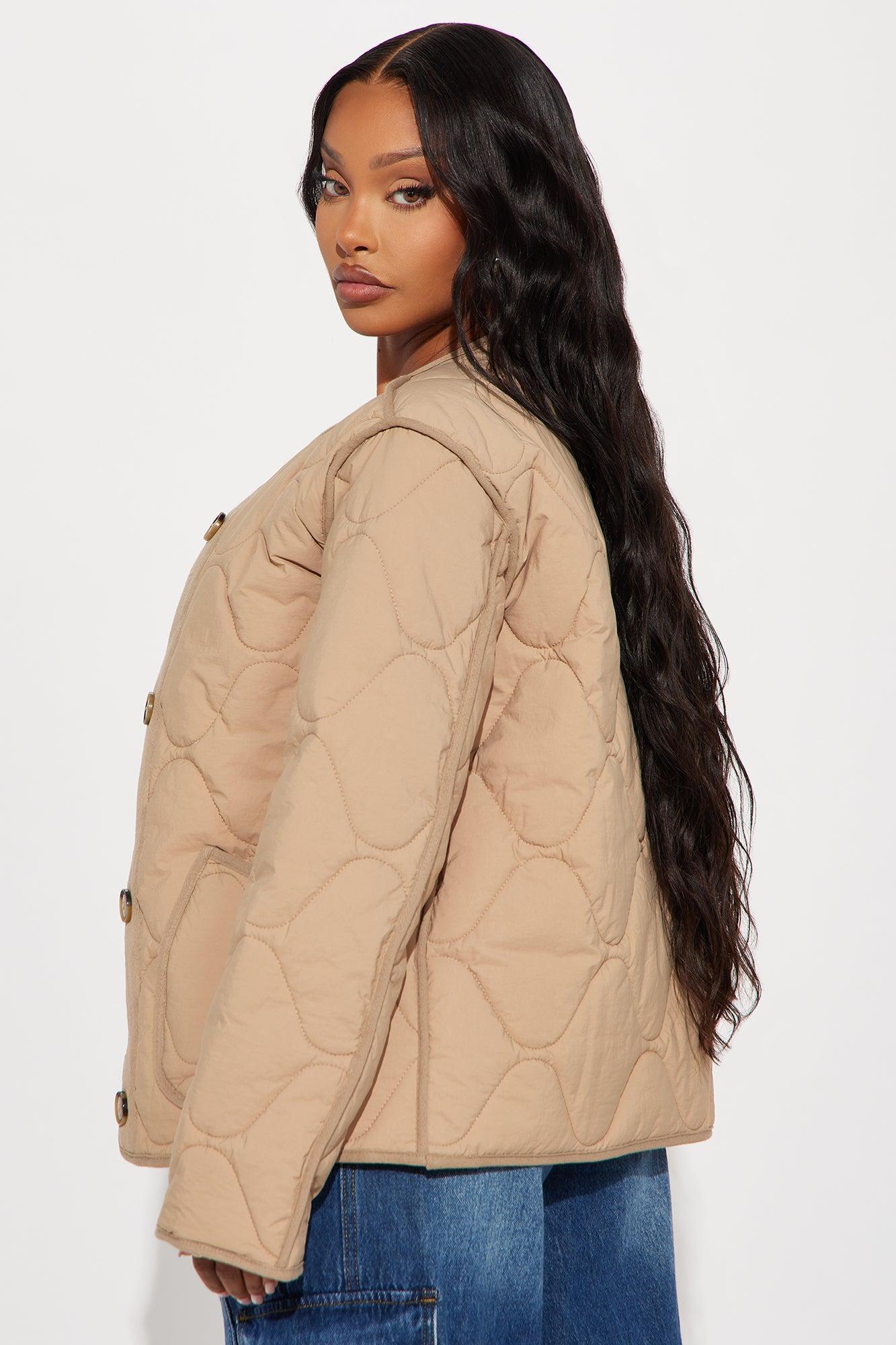 Slope Days Quilted Lightweight Jacket - Tan Female Product Image