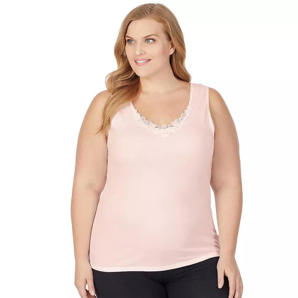 Plus Size Cuddl Duds® SofTech Venice Lace-Trim Tank Top, Women's, Size: 1XL, Pink Product Image
