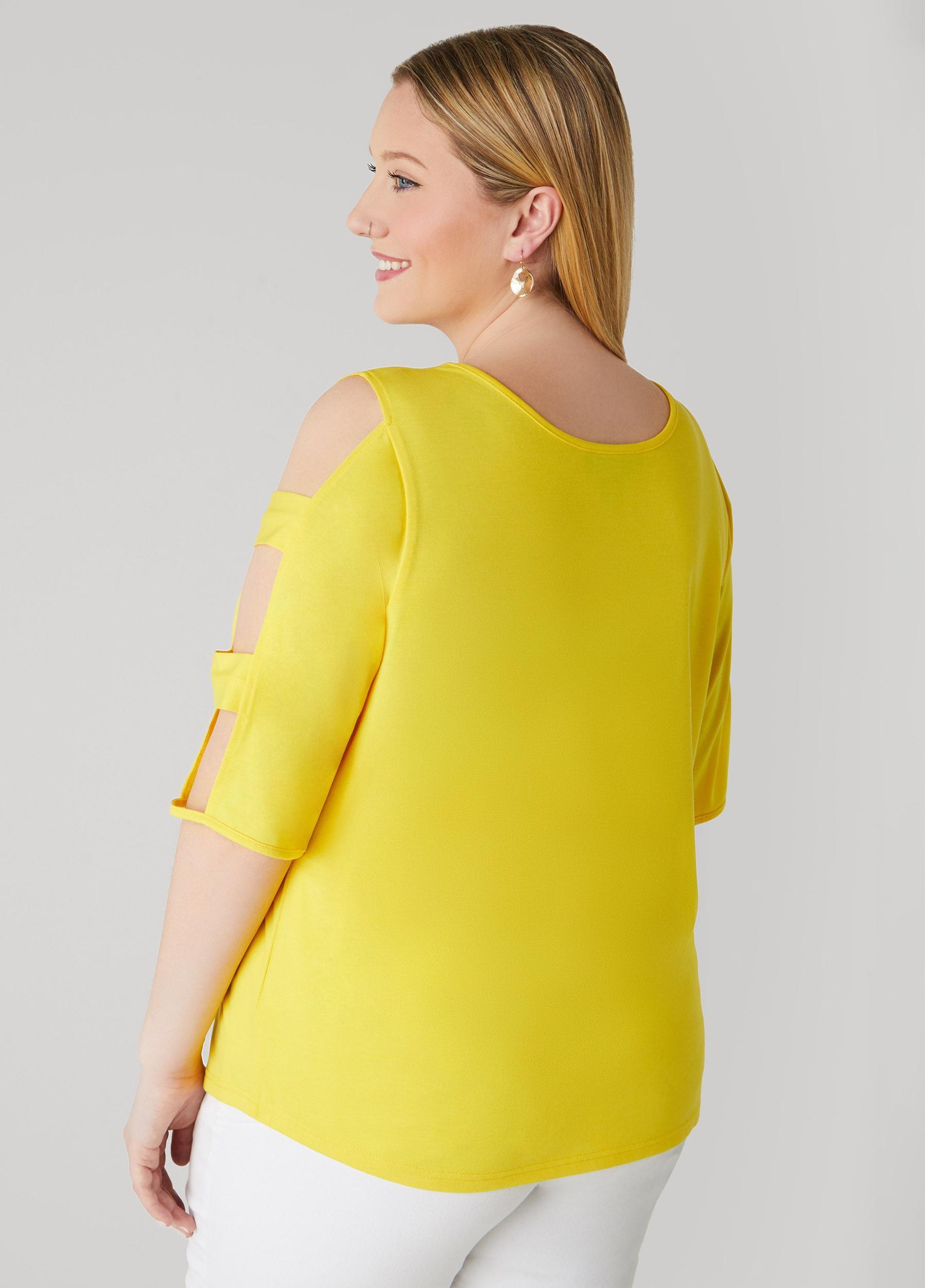Plus Size Cutout Sleeve Jersey Top Ashley Stewart Product Image