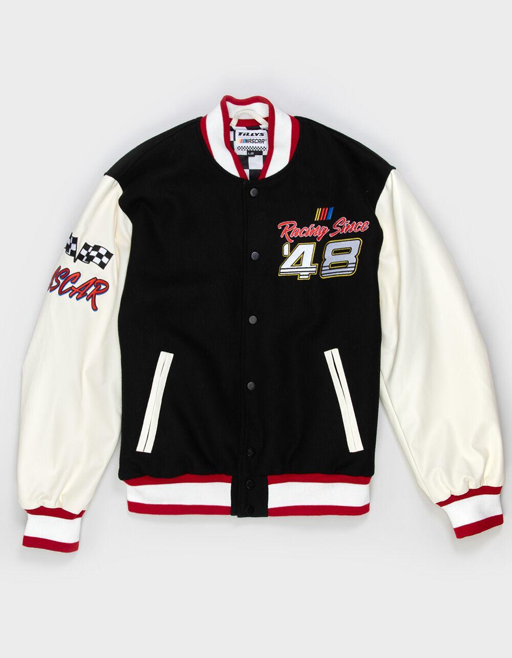 TILLYS x NASCAR Racing Team Mens Varsity Jacket - BLACK Product Image
