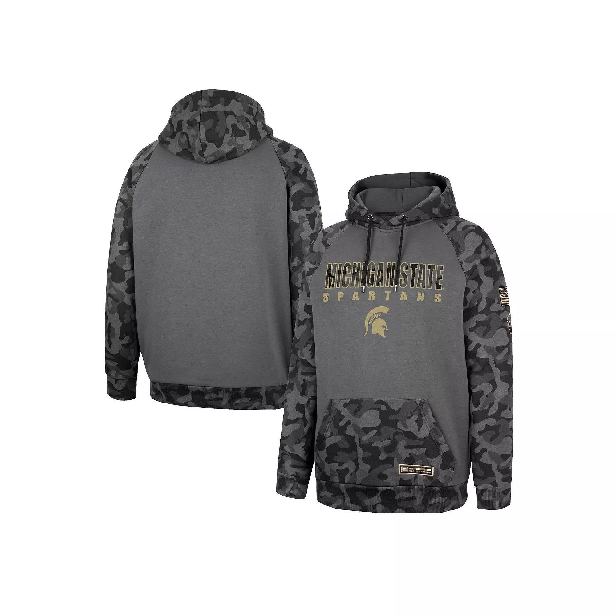 Men's Colosseum Charcoal Oklahoma State Cowboys OHT Military Appreciation Camo Stack Raglan Pullover Hoodie,  Product Image