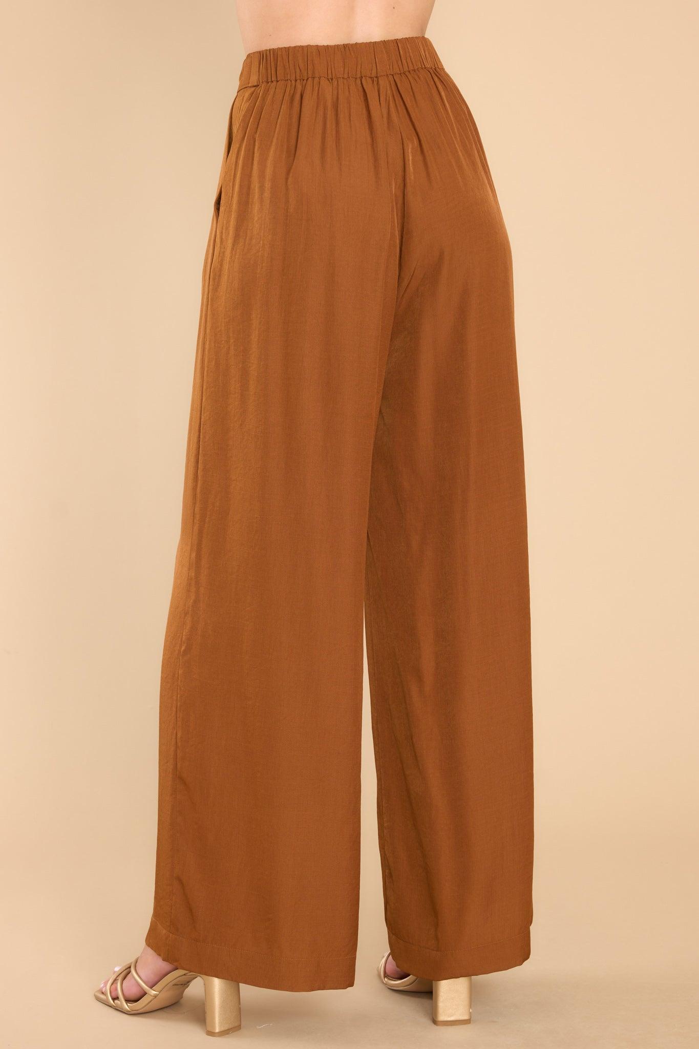 Eva Toffee Wide Leg Pants Brown Product Image