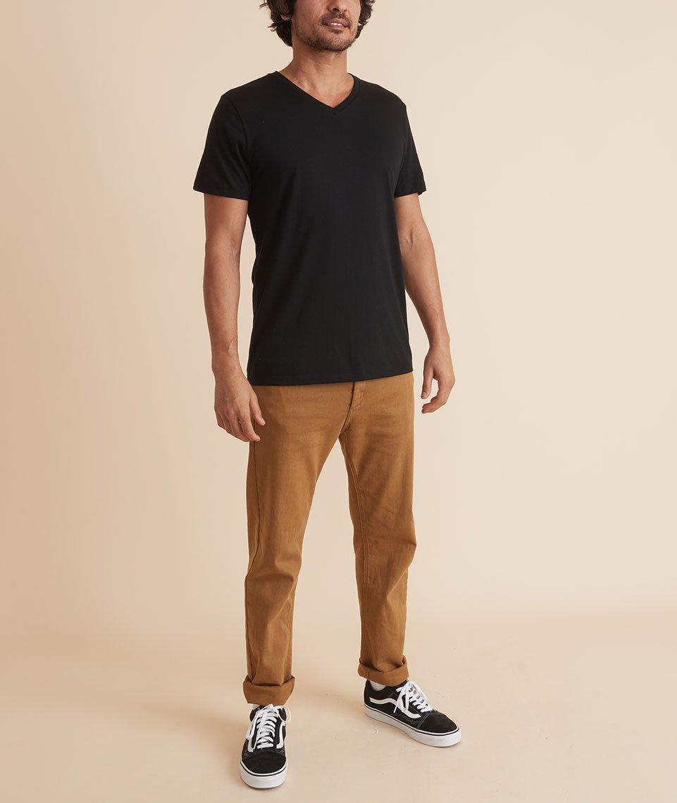 Signature V-Neck Tee in Black Product Image