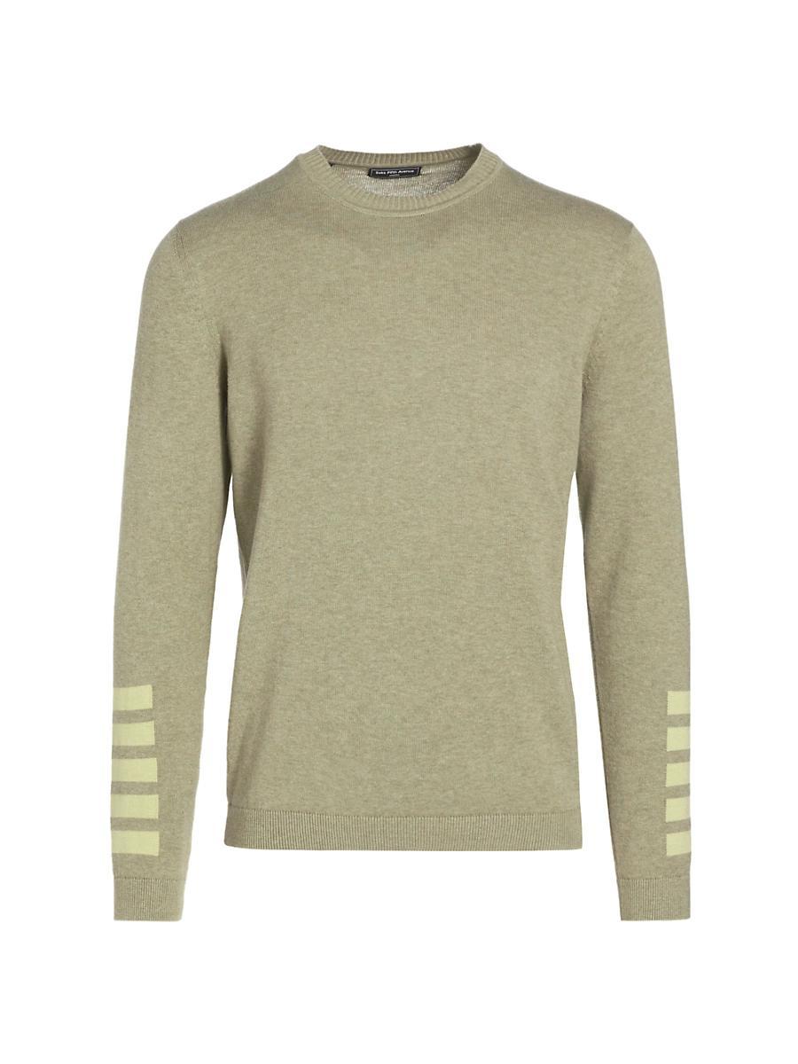 Mens Slim-Fit Varigated-Sleeve Cotton Sweater Product Image