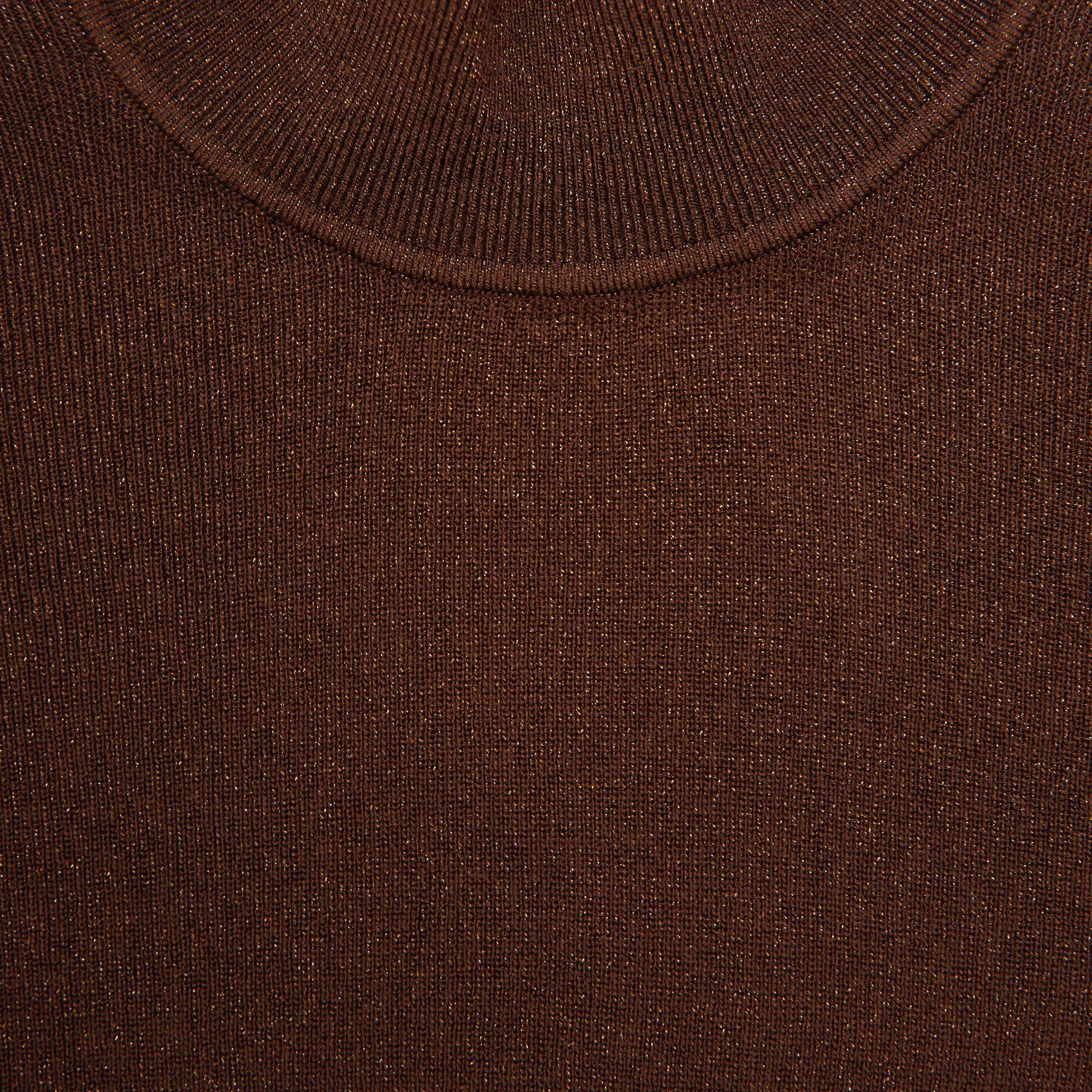 Brown Metallic Viscose Knit Top Product Image
