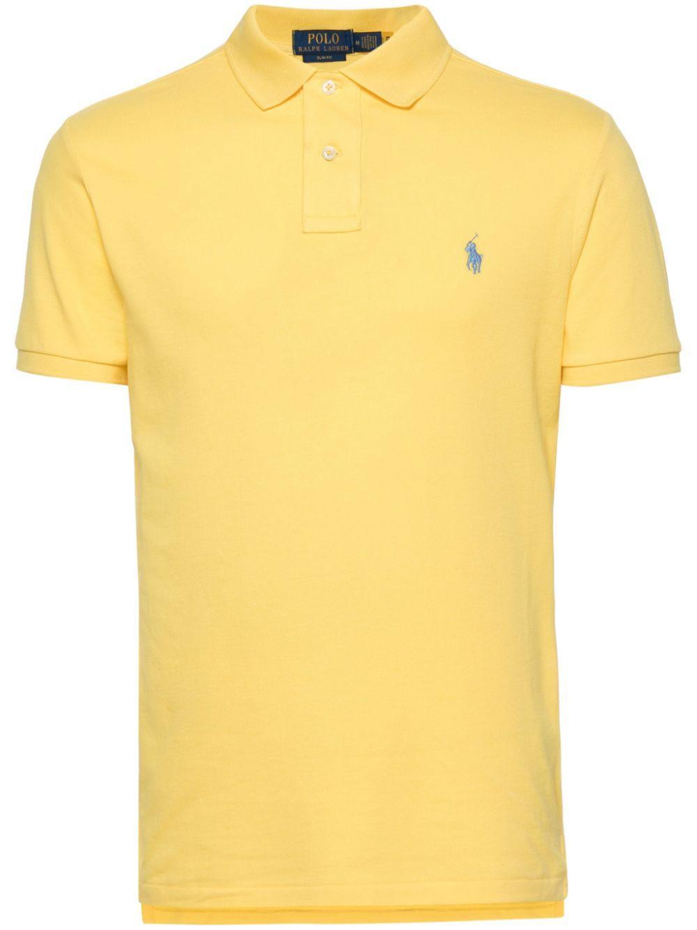 POLO RALPH LAUREN Polo-pony-embroidery Polo Shirt In Yellow & Orange Product Image