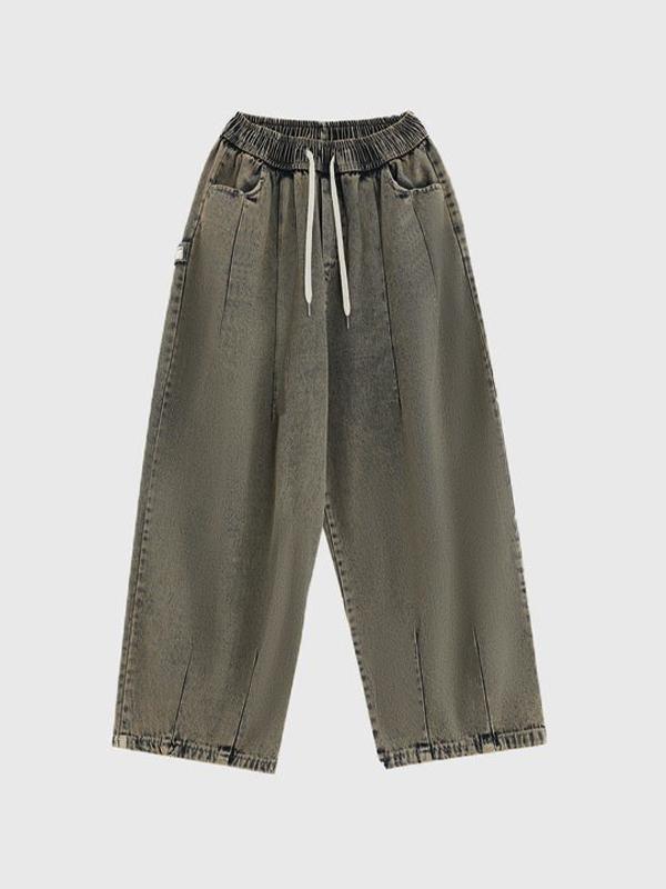 Men's Vintage Distressed Pleated Loose Jeans Product Image