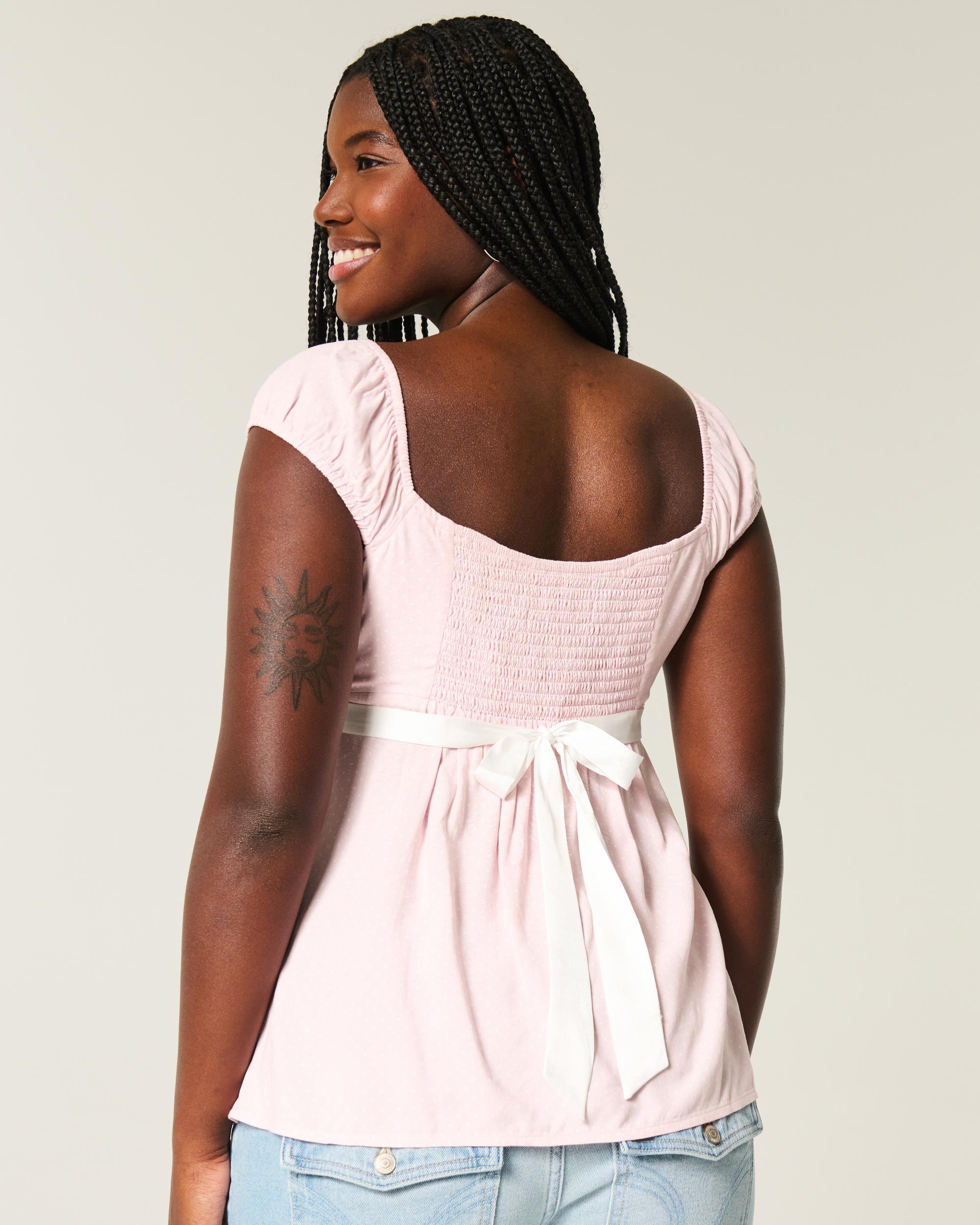 Easy Satin Tie Babydoll Top Product Image