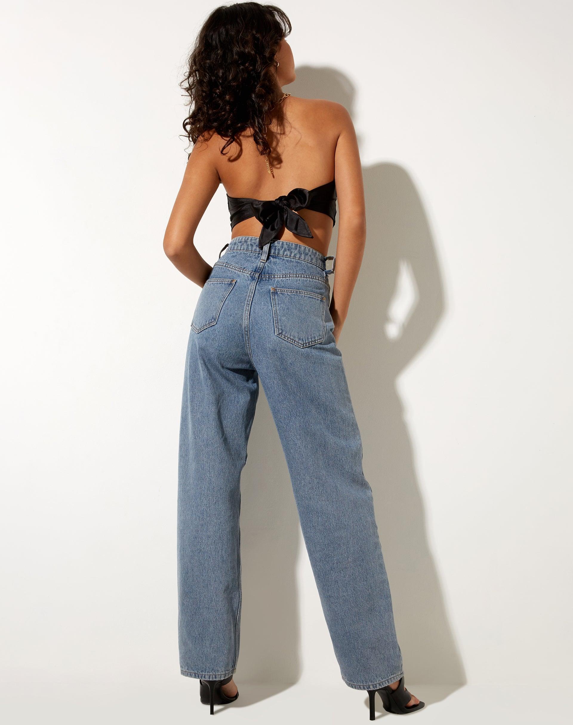 Nolda Crop Top in Satin Black Product Image