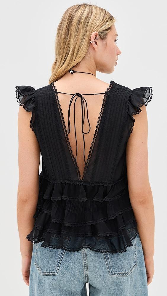 alice + olivia Blanche V Neck Ruffle Swing Top | Shopbop Product Image