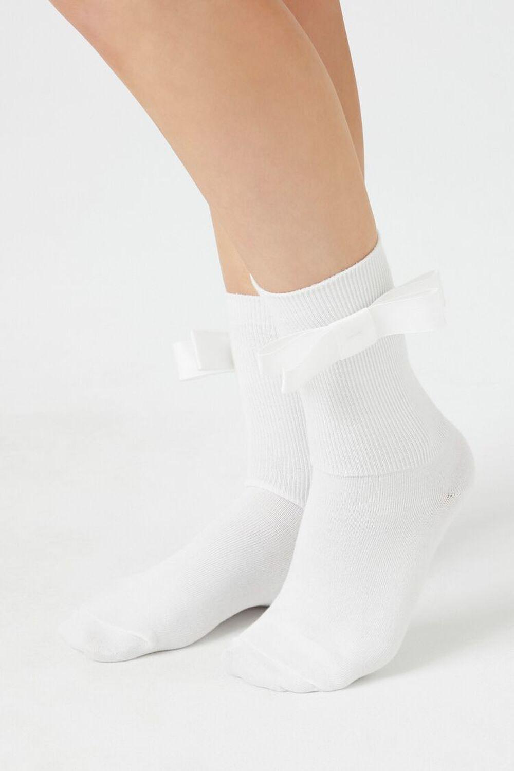 Ribbed Bow Crew Socks | Forever 21 Product Image