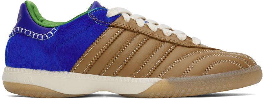 WALES BONNER Brown & Blue Adidas Originals Edition Pony Samba Millennium Sneakers In Desert/blue/green Product Image