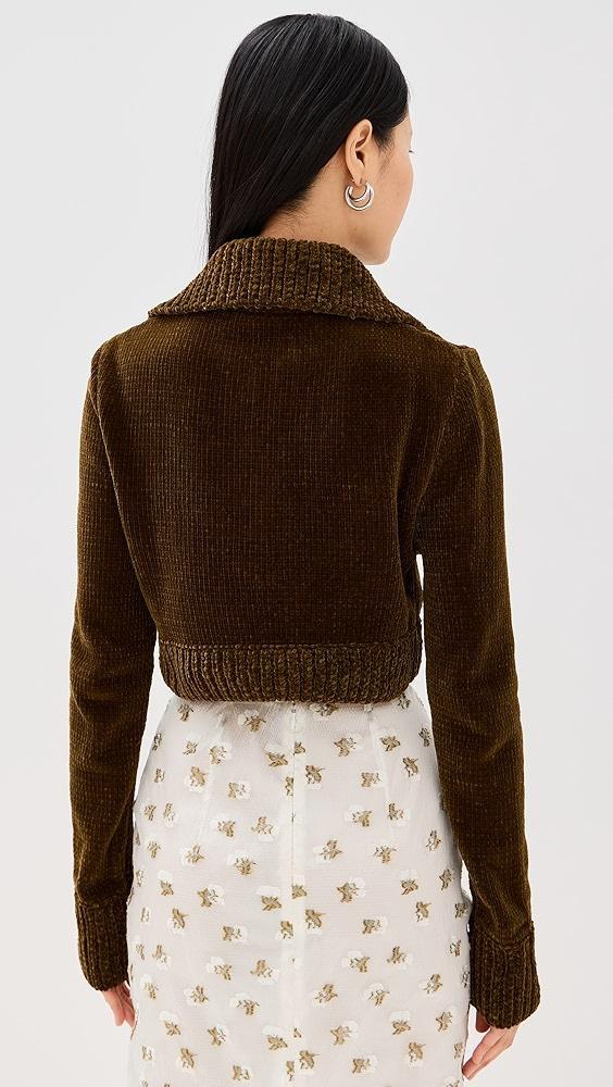 Cecilie Bahnsen Calla Velvet Olive Green Sweater | Shopbop Product Image