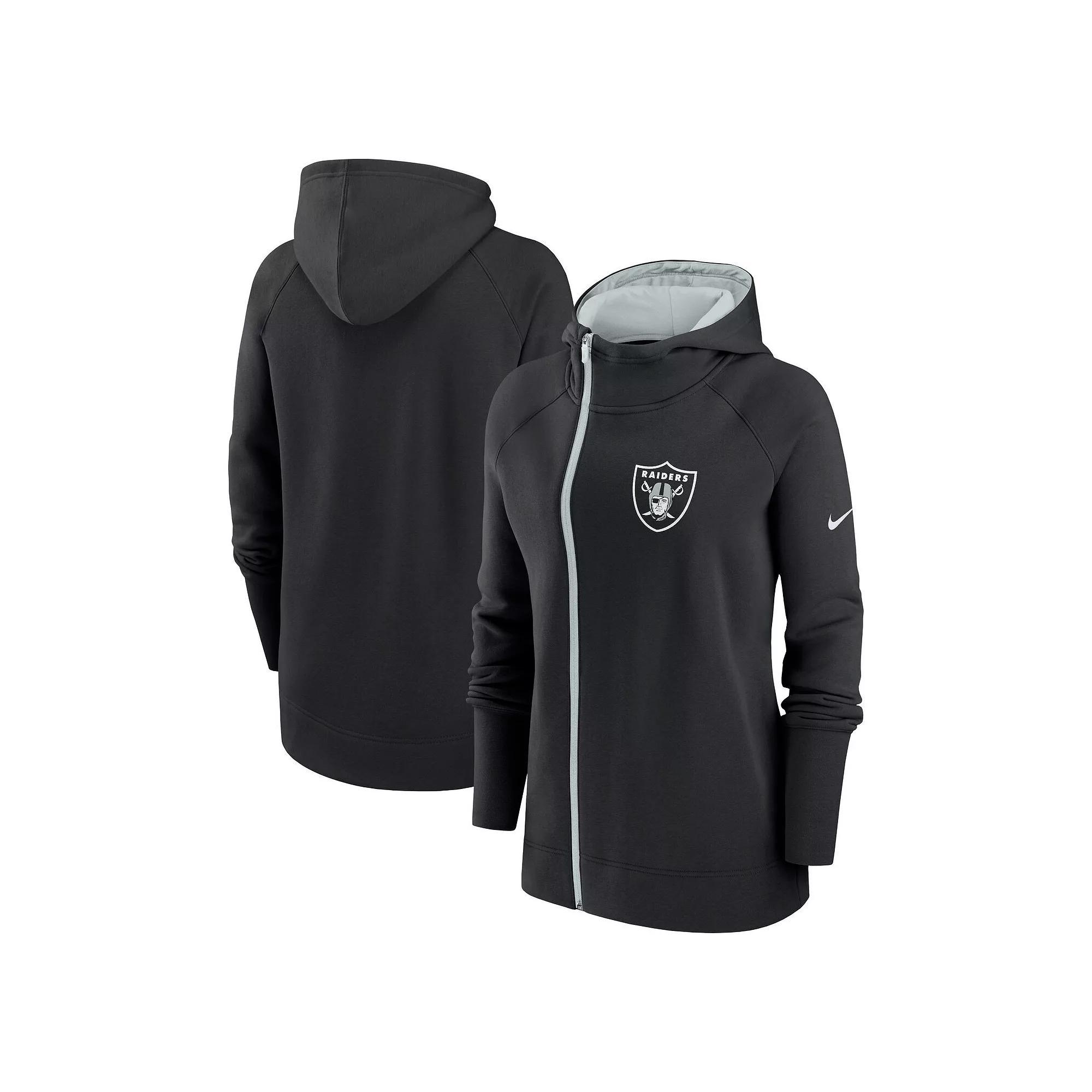 Women's Nike  Black Las Vegas Raiders Asymmetrical Raglan Full-Zip Hoodie, Size: XS, Lvr Black Product Image