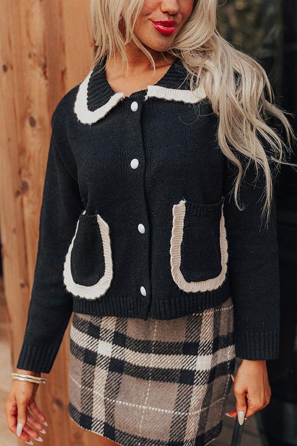 Small Town Cutie Knit Cardigan in Black Product Image