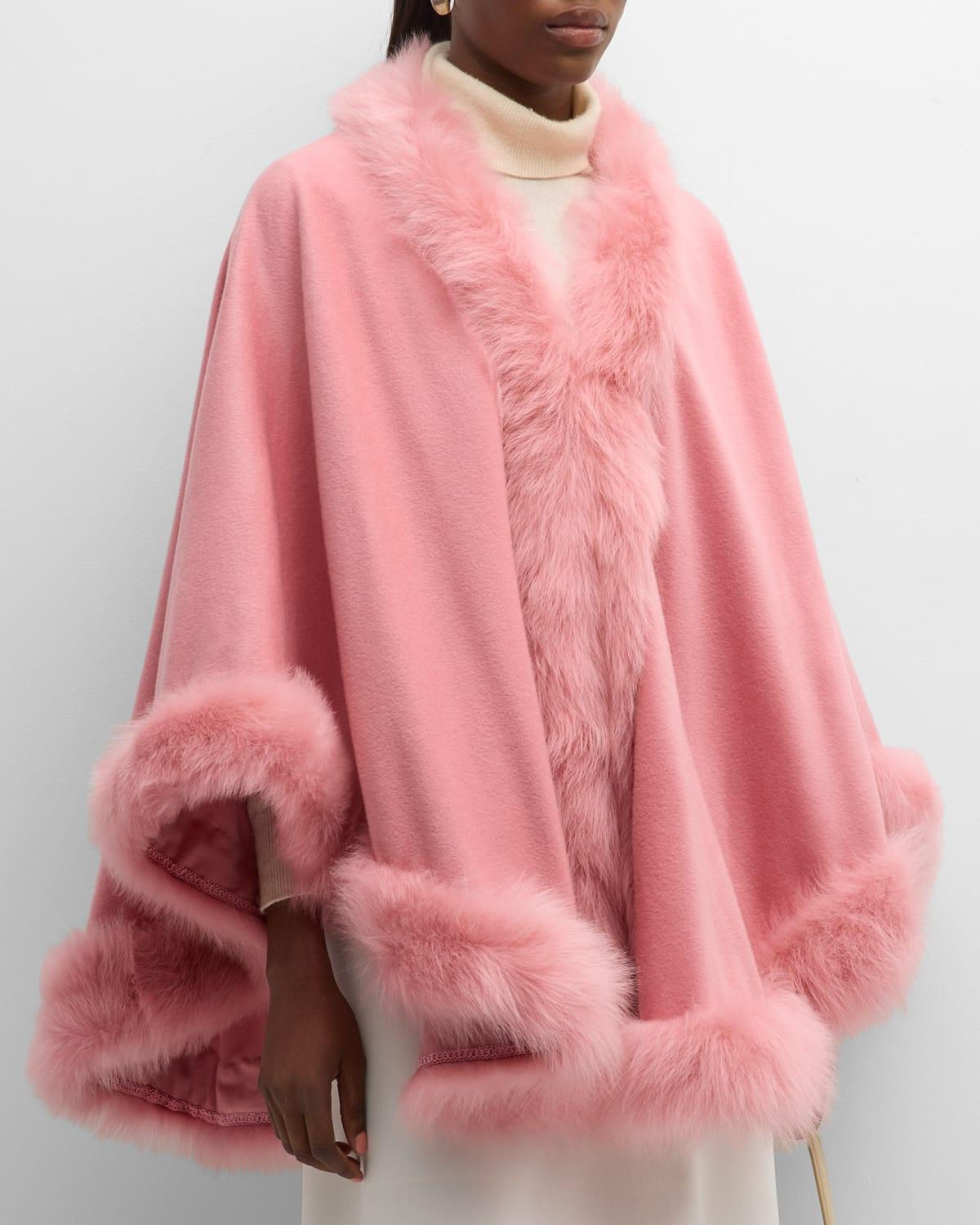 Cashmere Cape With Toscana Shearling Lamb Trim Product Image