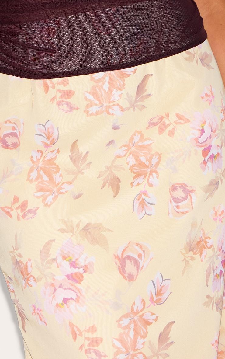 Plus Lemon Floral Printed Low Rise Fishtail Maxi Skirt Product Image