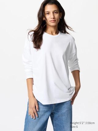 Womens AIRism Cotton T-Shirt Long Sleeve White 2XL UNIQLO US Product Image