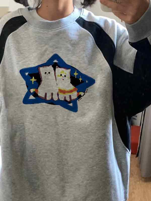 Cat Print Raglan Sweatshirt Product Image