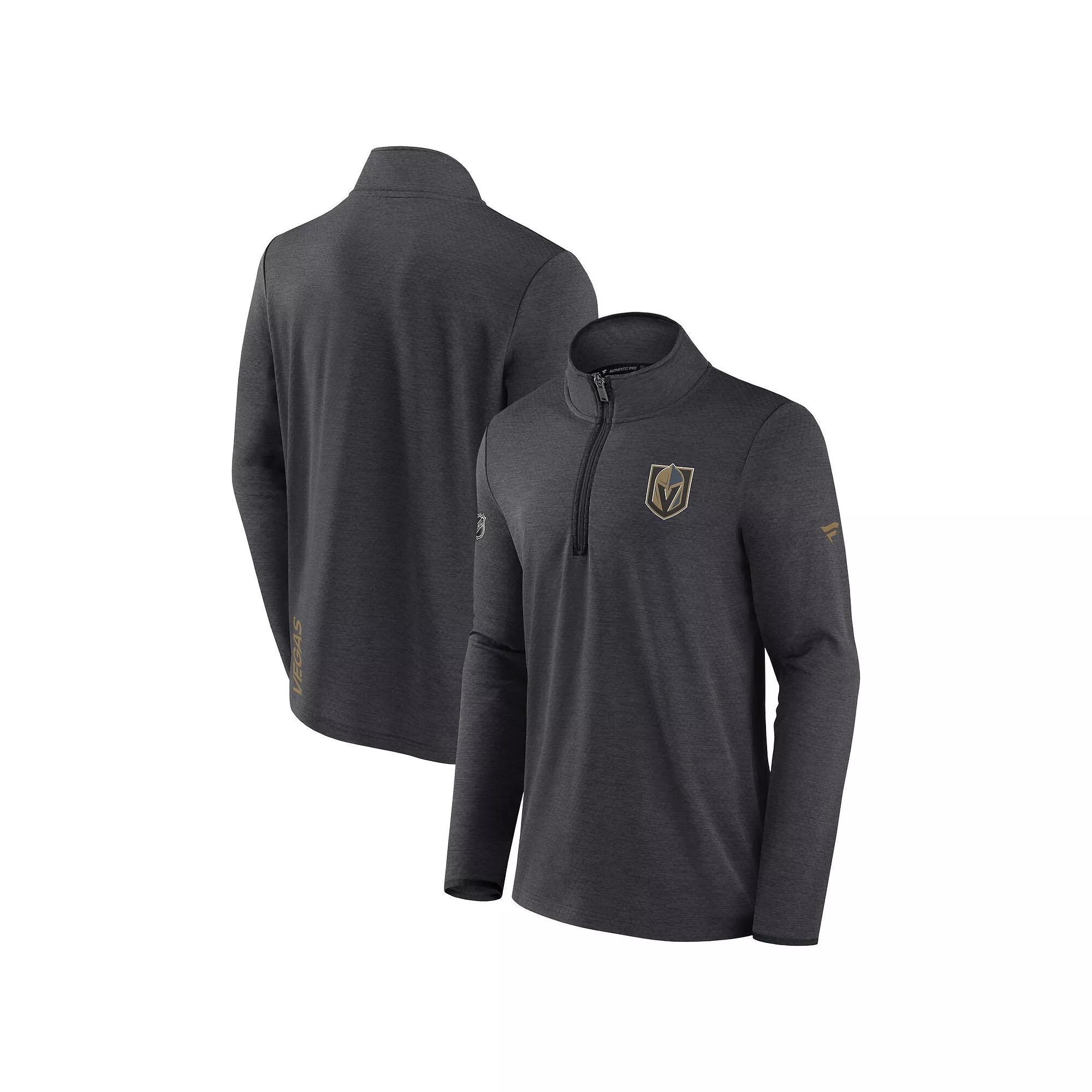 Men's Fanatics Branded Heather Charcoal Vegas Golden Knights Authentic Pro Rink Quarter-Zip Jacket, Size: Medium, Lvk Charco Product Image