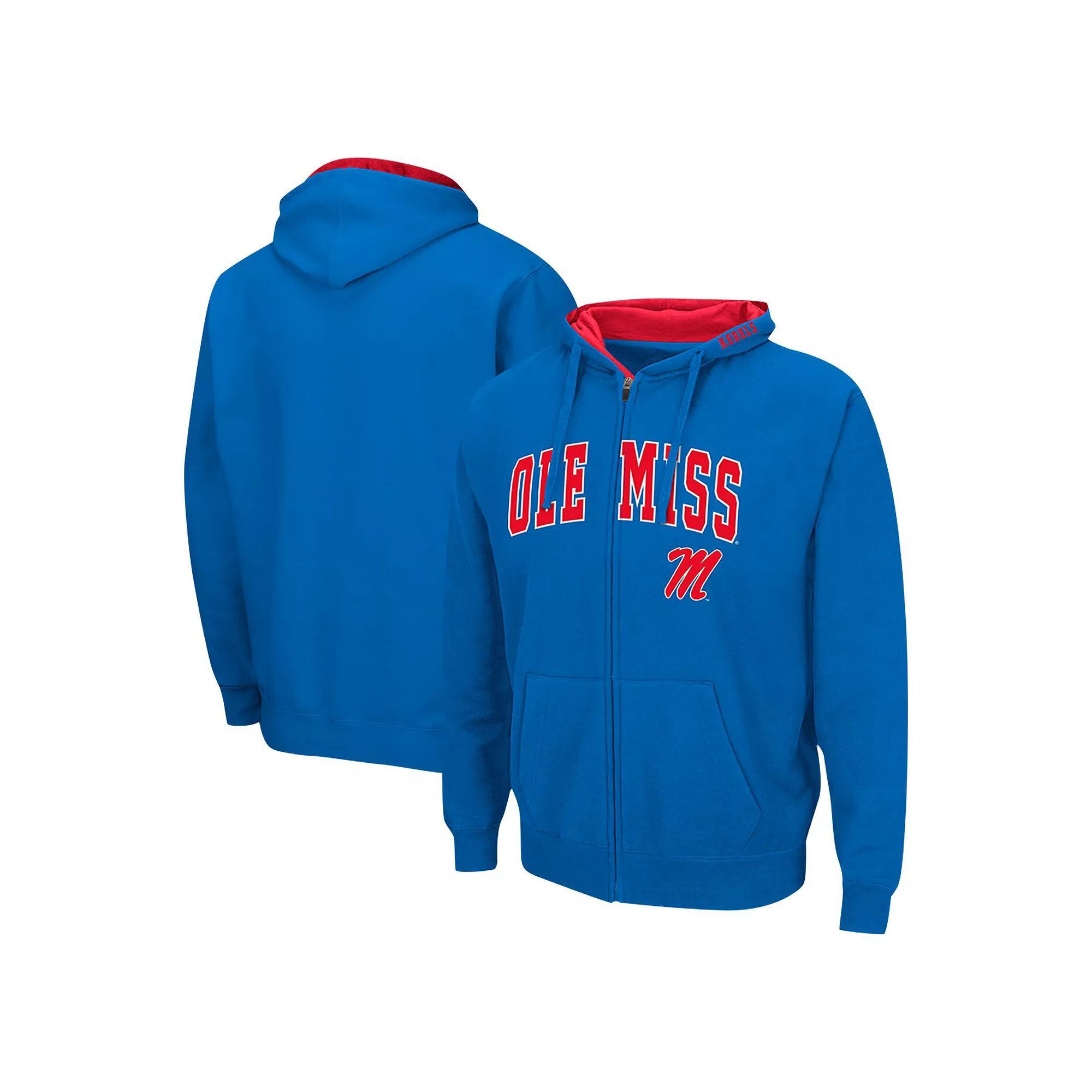 Men's Colosseum Navy Ole Miss Rebels Arch & Logo 3.0 Full-Zip Hoodie,  Product Image