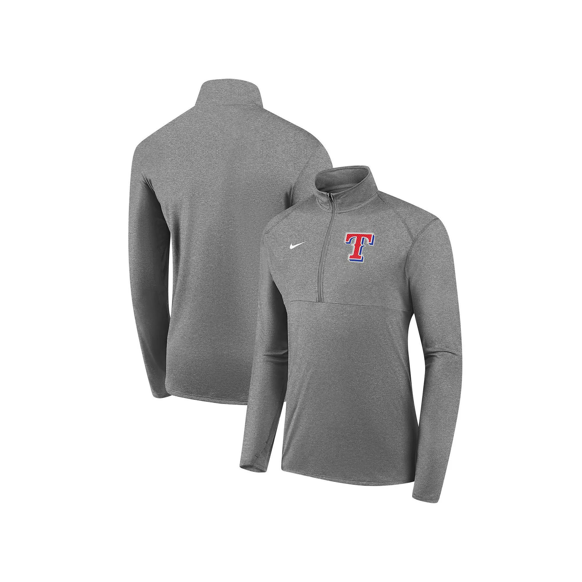 Men's Nike Gray Texas Rangers Team Logo Element Performance Half-Zip Pullover Jacket,  Product Image