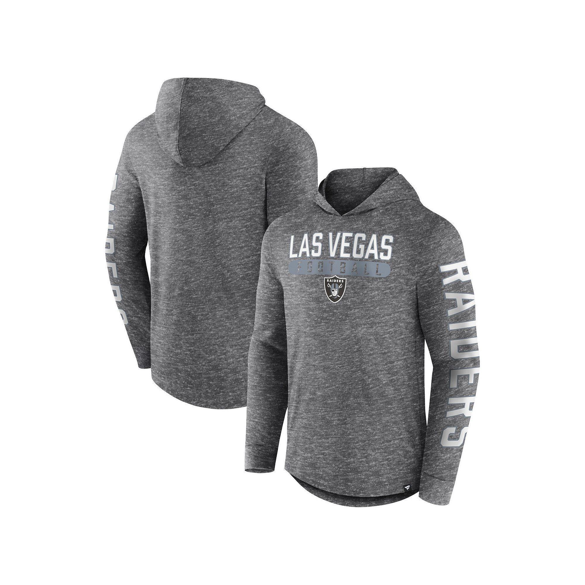 Men's Fanatics Branded Heather Charcoal Las Vegas Raiders Pill Stack Long Sleeve Hoodie T-Shirt, Size: Large, Lvr Charco Product Image