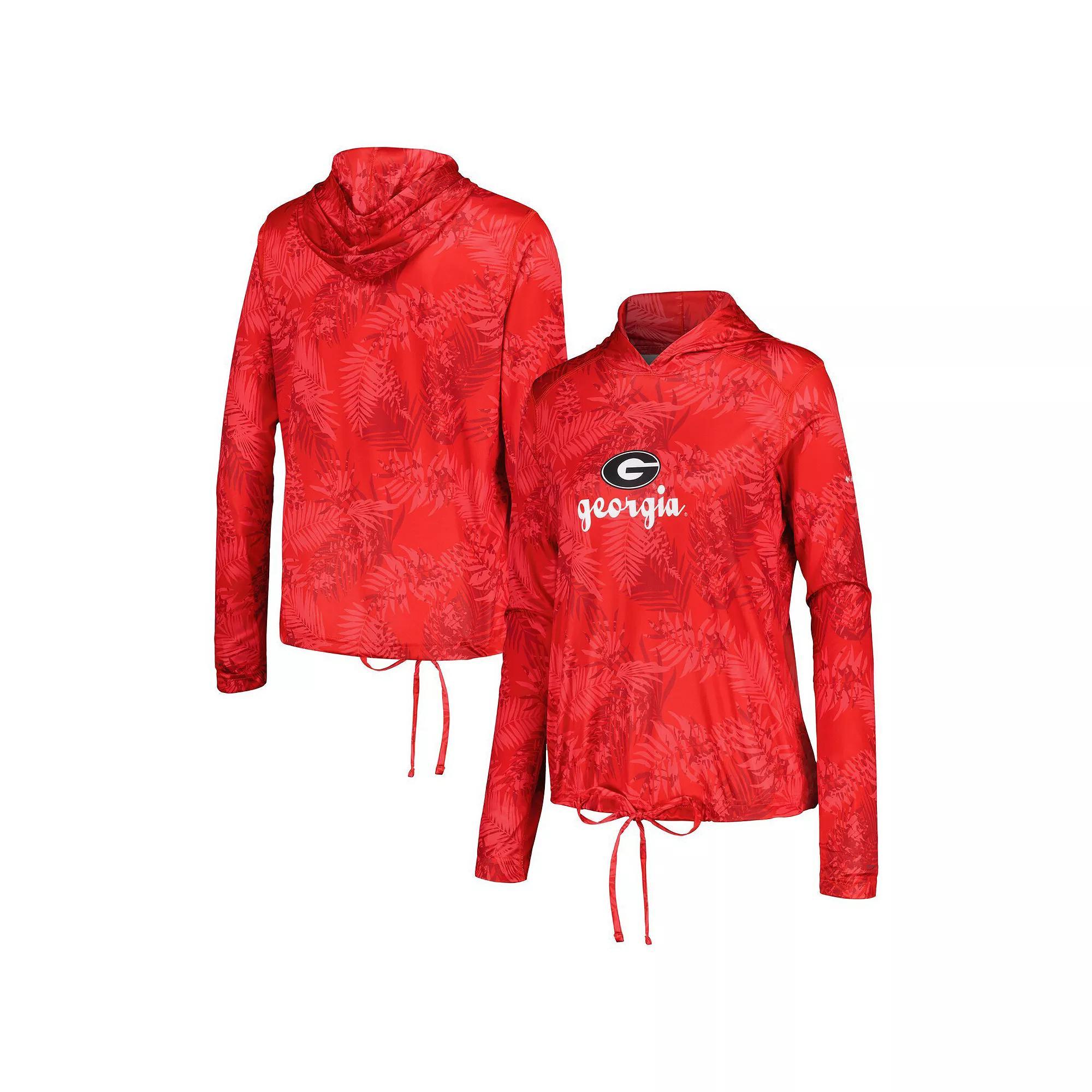 Women's Columbia  Red Georgia Bulldogs Summerdry Printed Long Sleeve Hoodie T-Shirt, Size: Medium Product Image
