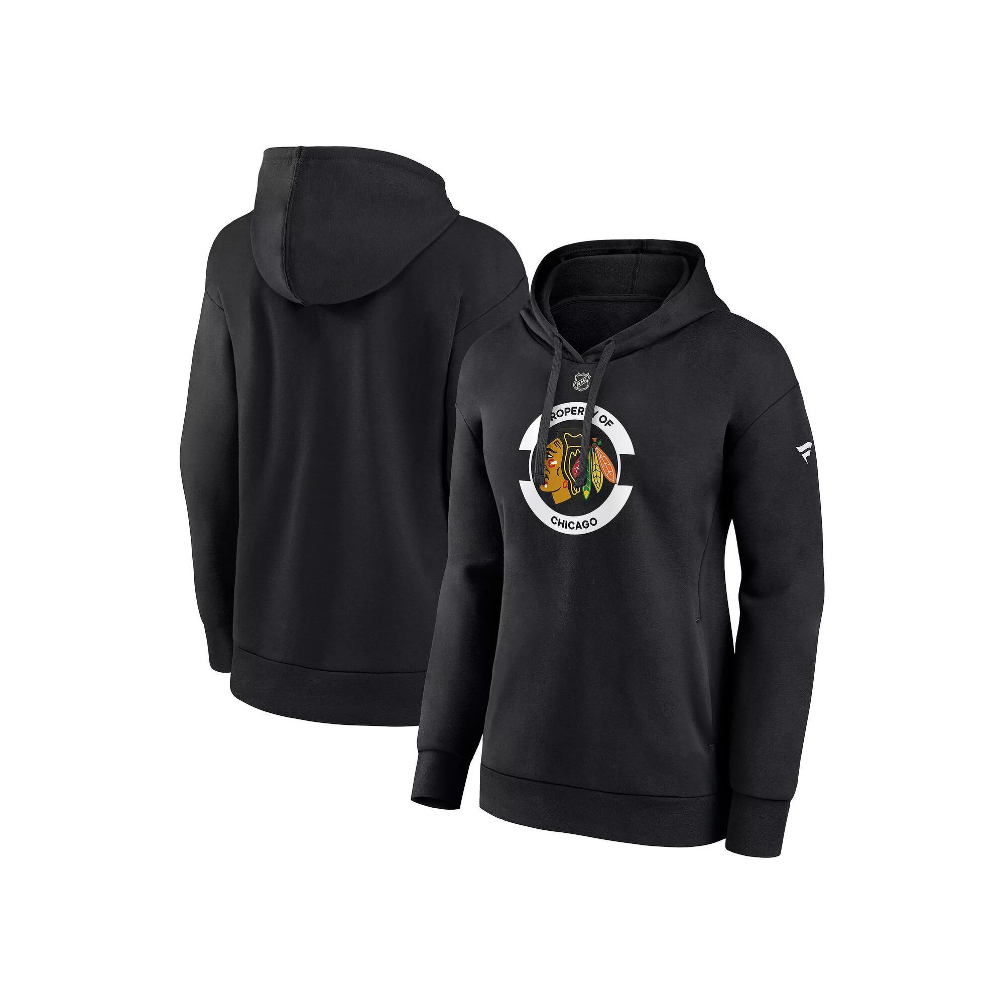 Women's Fanatics Black Chicago Blackhawks Authentic Pro Core Secondary Fleece Pullover Hoodie,  Product Image