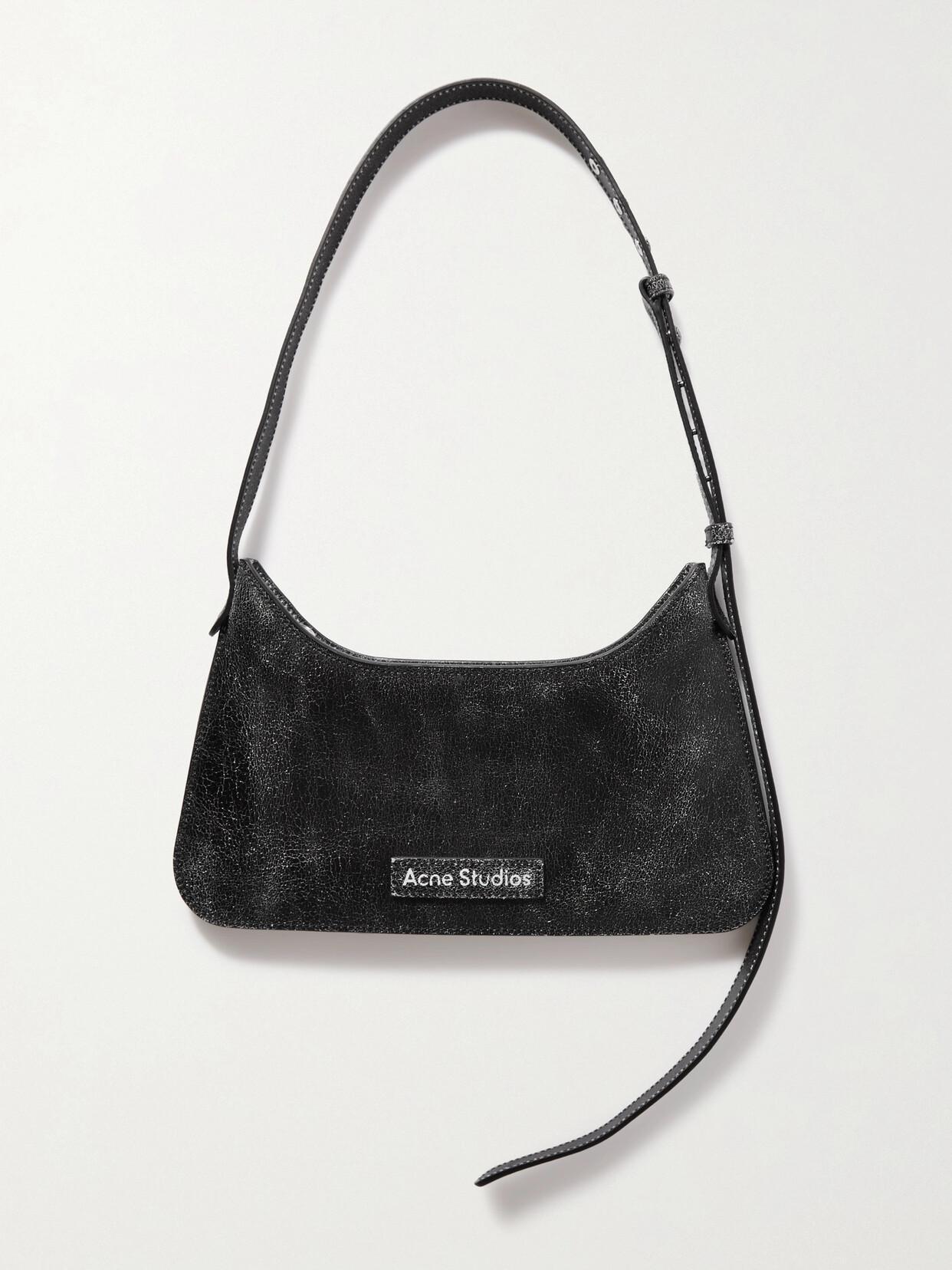 ACNE STUDIOS Platt Mini Cracked-leather Shoulder Bag In Black Product Image