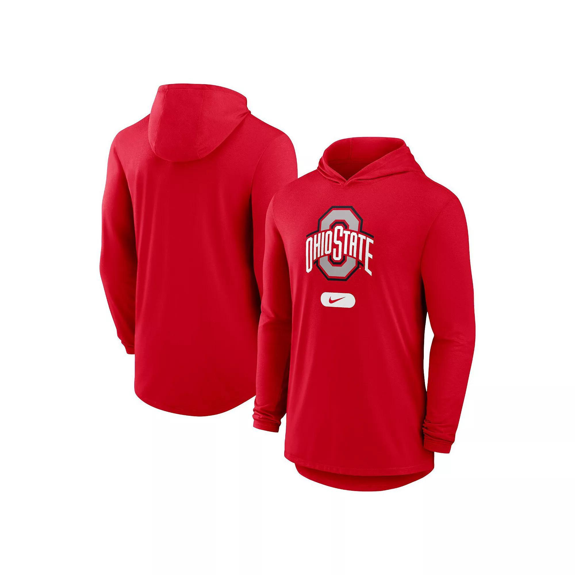 Men's Nike Scarlet Ohio State Buckeyes Lightweight Performance Long Sleeve Hoodie T-Shirt,  Product Image
