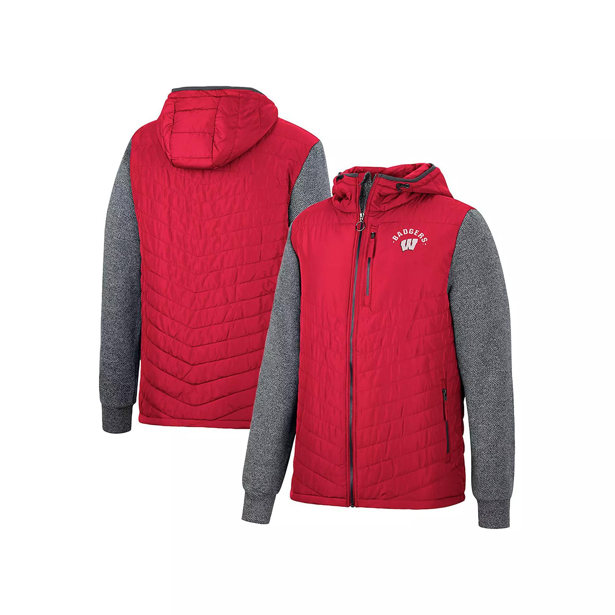 Men's Colosseum Red Wisconsin Badgers Course Herringbone Full-Zip Hoodie,  Product Image