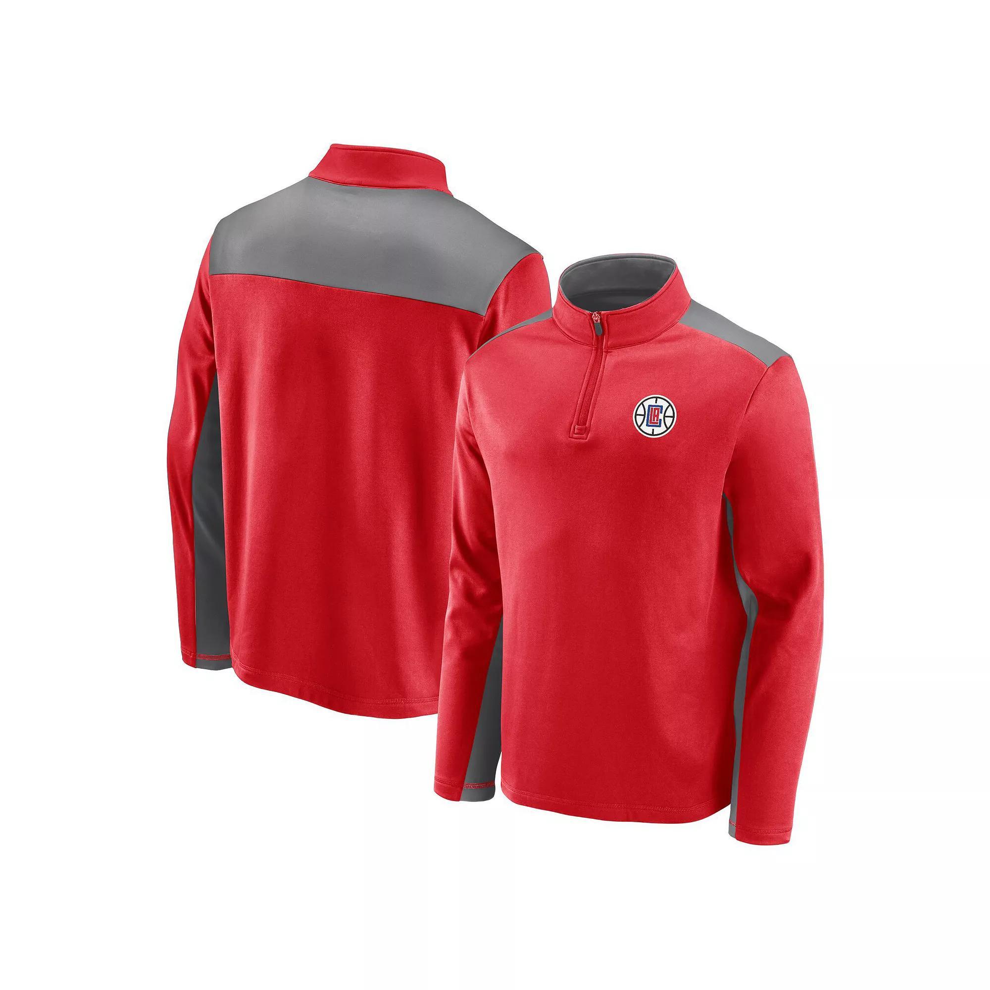 Mens Fanatics Branded /Gray LA Clippers Primary Logo Fleece Quarter-Zip Jacket Product Image
